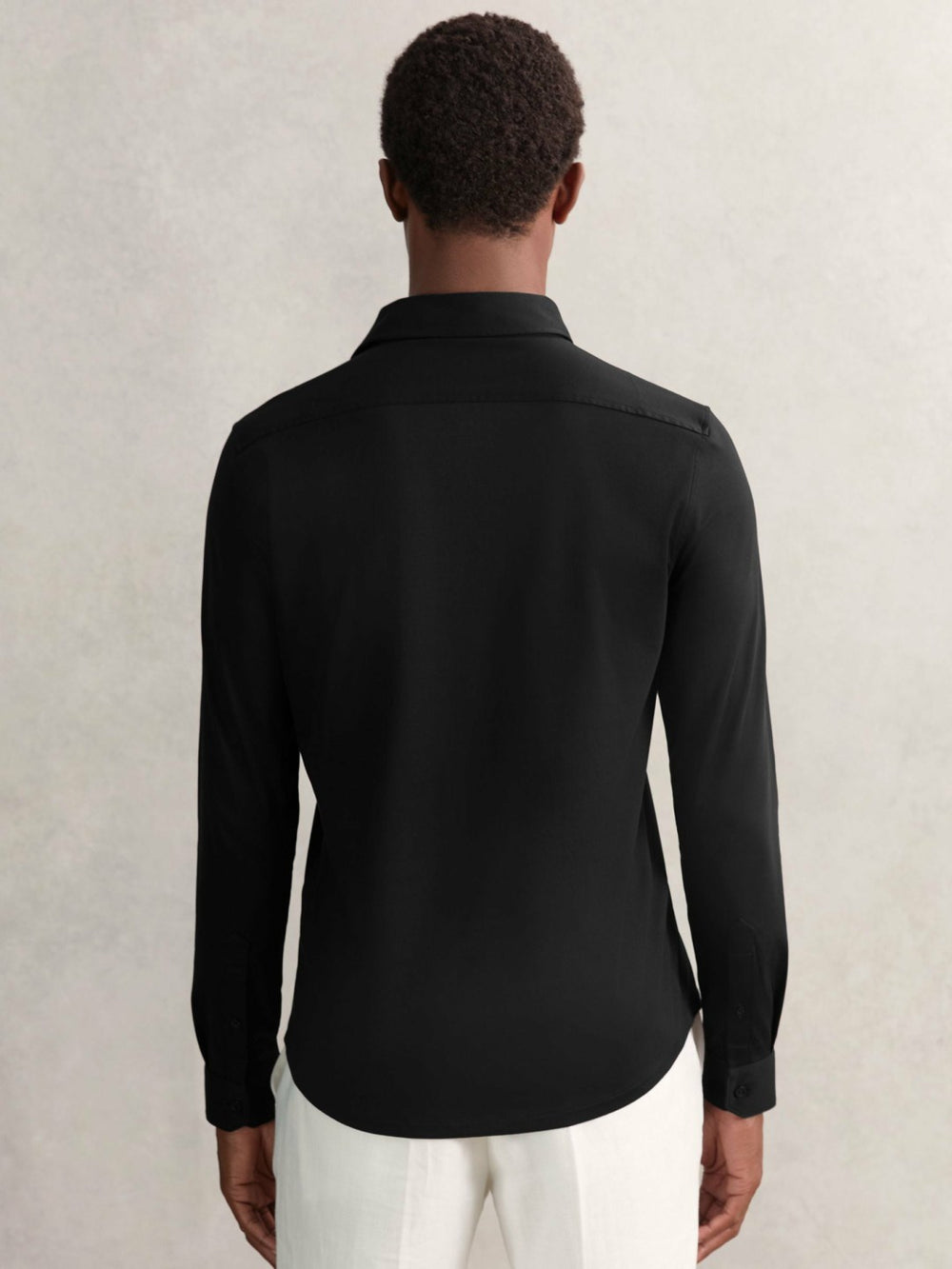 Cotton-Jersey Button-Through Shirt in Black
