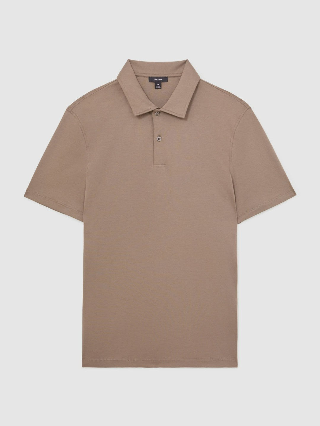 Cotton Short-Sleeve Polo Shirt in Taupe Brown