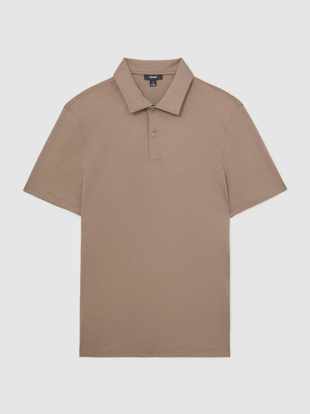 Cotton Short-Sleeve Polo Shirt in Taupe Brown