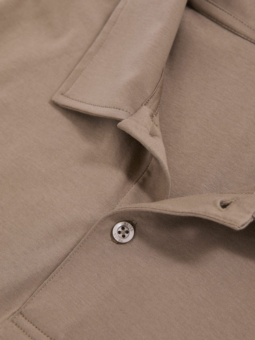 Cotton Short-Sleeve Polo Shirt in Taupe Brown