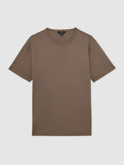 Airwater-Cotton Crew-Neck T-Shirt in Taupe Brown