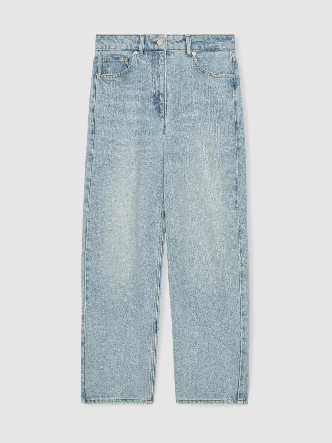Petite Mid-Rise Straight-Leg Jeans in Pale Blue