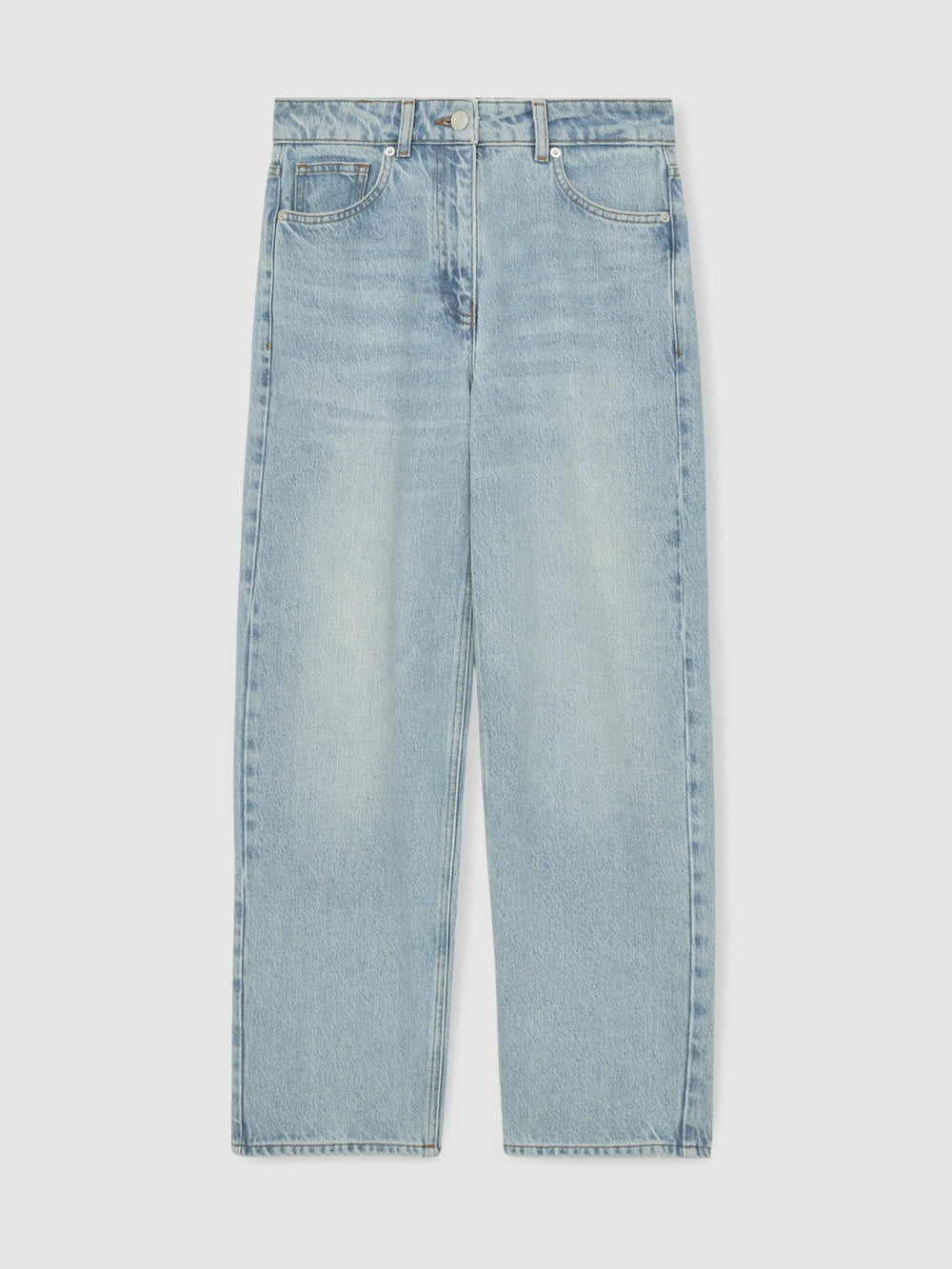 Petite Mid-Rise Straight-Leg Jeans in Pale Blue