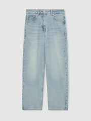 Petite Mid-Rise Straight-Leg Jeans in Pale Blue