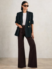 Petite Patch-Pocket Flared Jeans in Burgundy