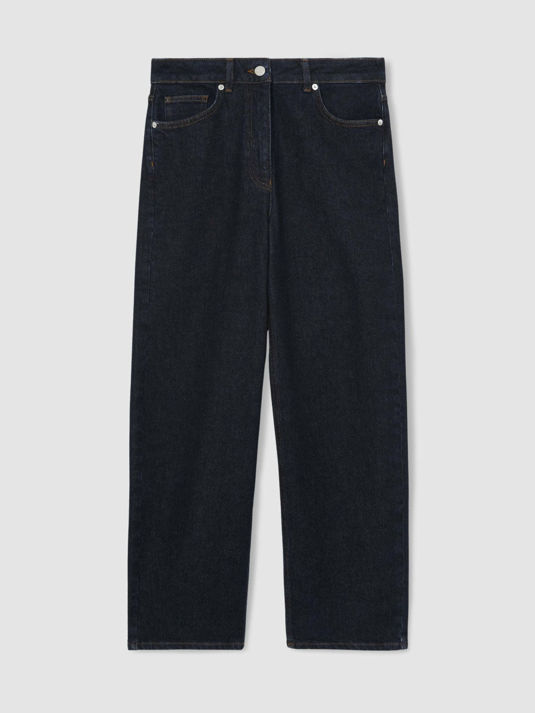 Petite Mid-Rise Straight-Leg Jeans in Dark Blue