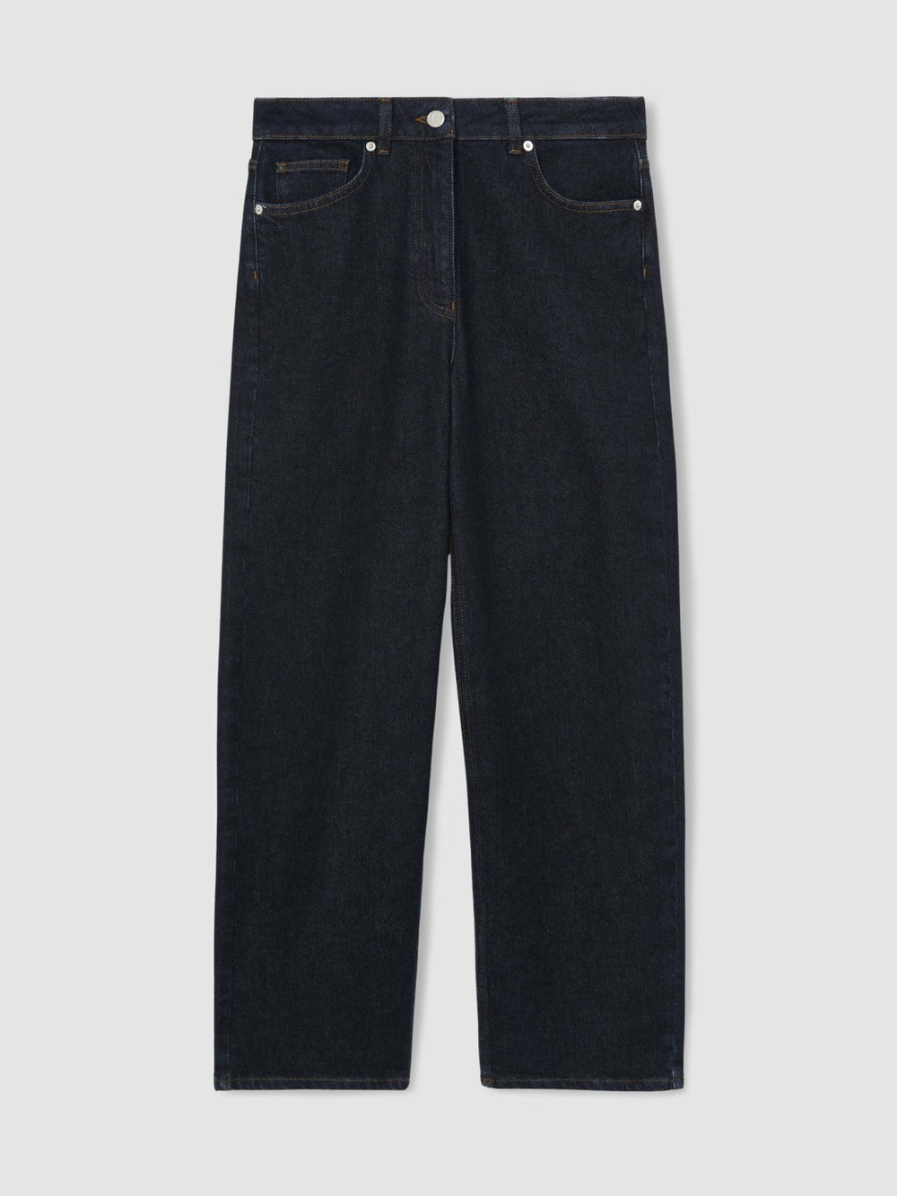 Petite Mid-Rise Straight-Leg Jeans in Dark Blue