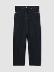 Petite Mid-Rise Straight-Leg Jeans in Dark Blue