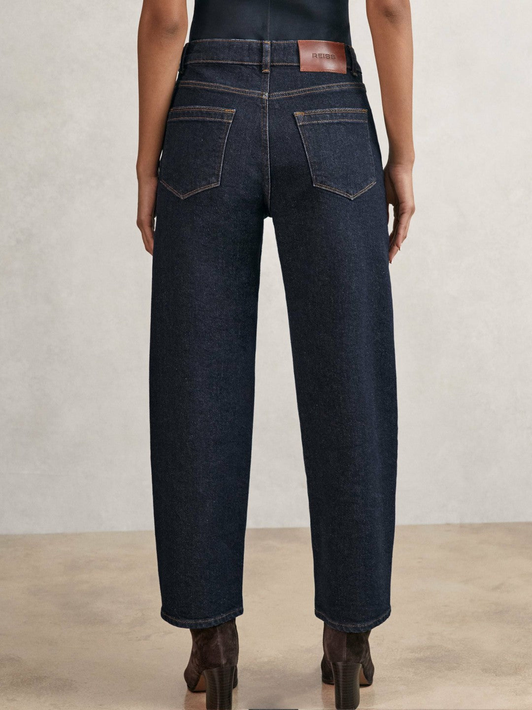 Petite Mid-Rise Straight-Leg Jeans in Dark Blue
