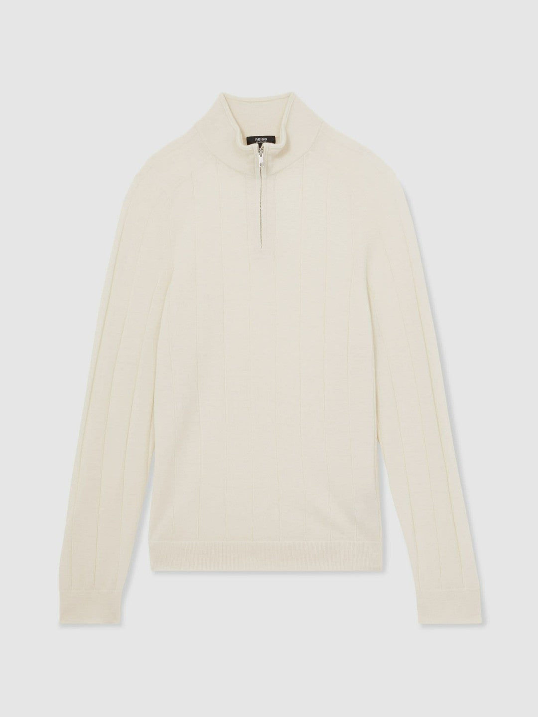 Merino Wool Wide-Rib Half-Zip Jumper in Bianco