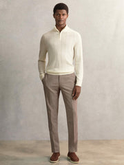 Merino Wool Wide-Rib Half-Zip Jumper in Bianco