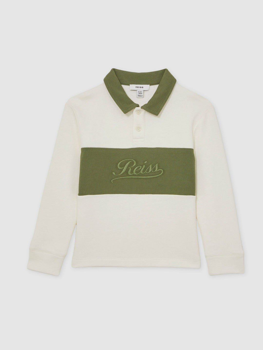 9-13 yrs Cotton Logo-Embroidery Rugby Polo Shirt in Forset Green/White
