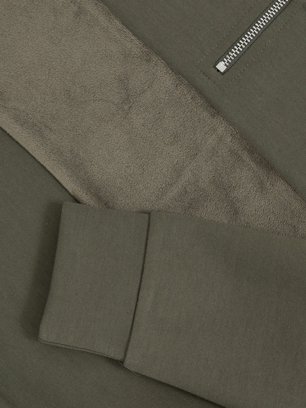 9-13 yrs Slim Fit Half-Zip Funnel Neck Velour Sweatshirt in Dark Sage Green