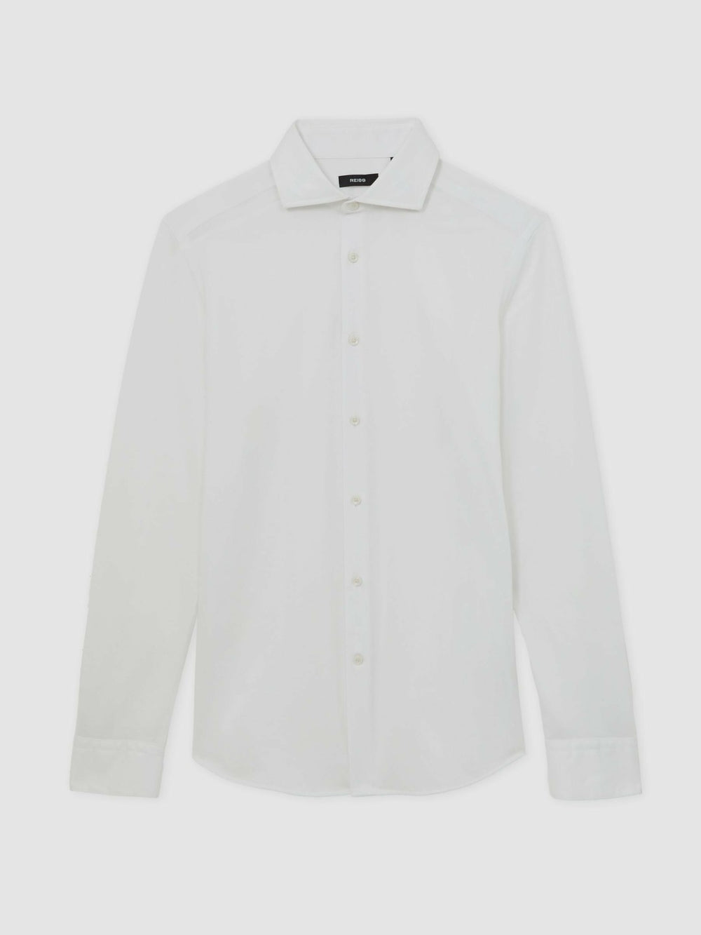 Cotton-Blend Jersey Cutaway-Collar Shirt in White
