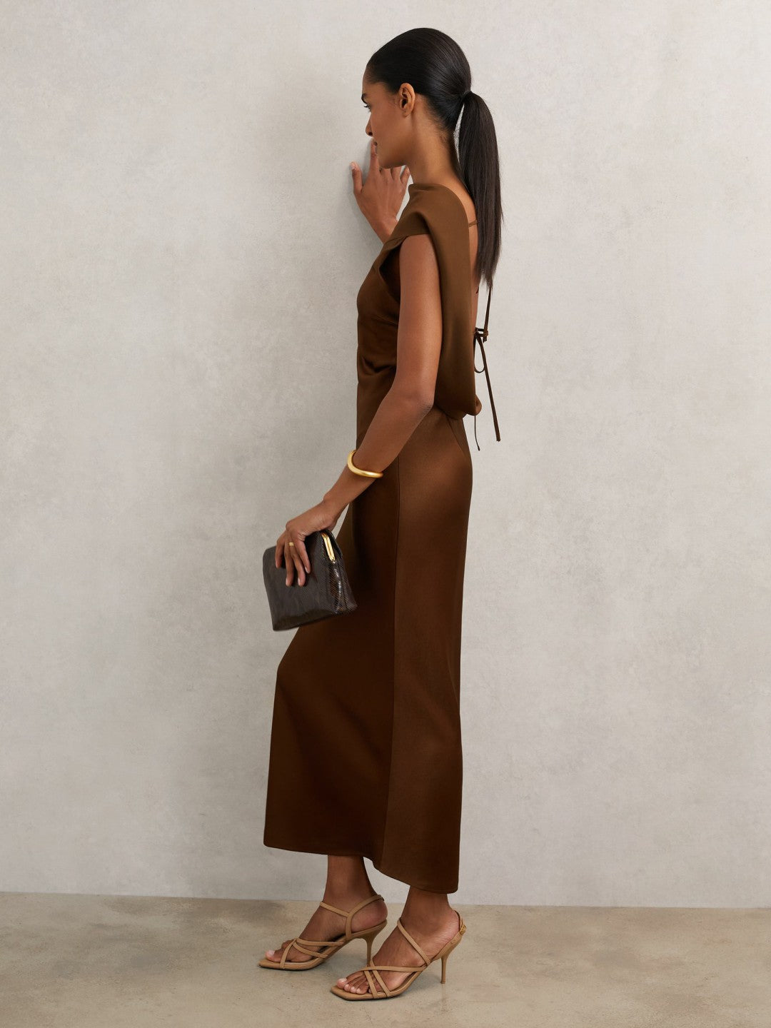 Back Detail Midi Dress in Bronze