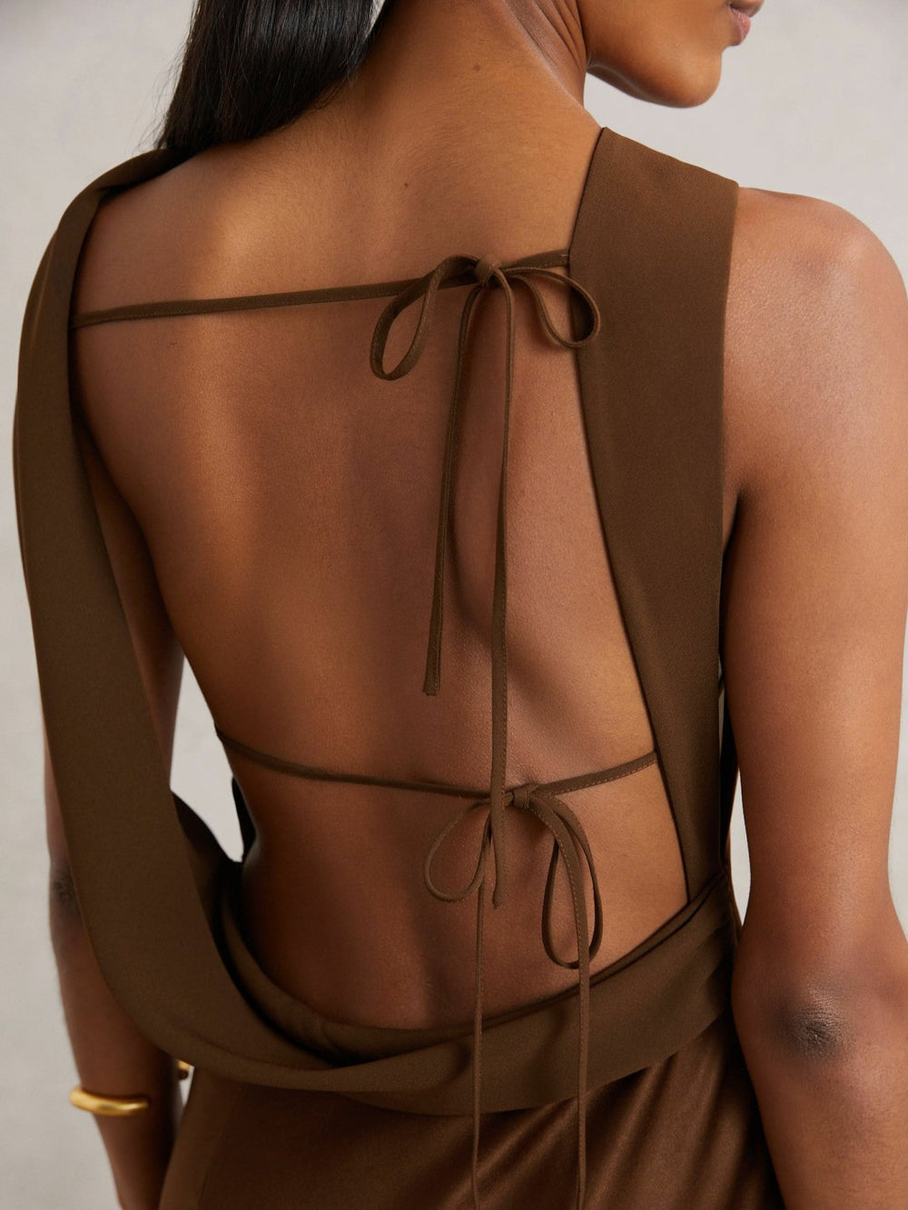Back Detail Midi Dress in Bronze