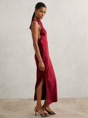 Back Detail Midi Dress in Red