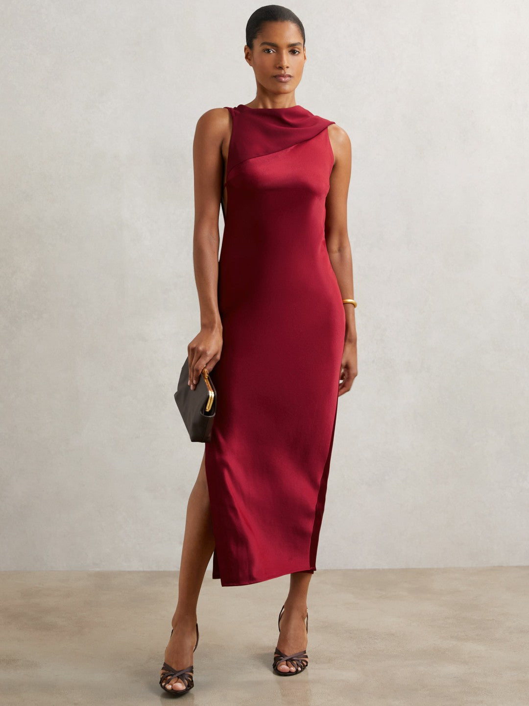 Back Detail Midi Dress in Red