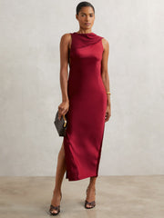 Back Detail Midi Dress in Red
