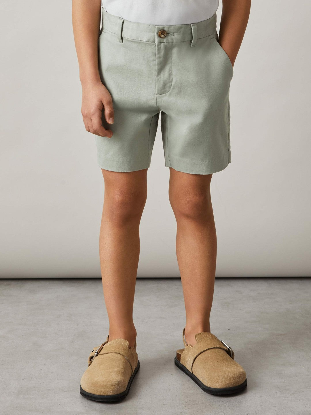 3-9 yrs Cotton Chino Shorts with Stretch in Pistachio