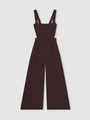 Wide-Leg Cut-Out Jumpsuit in Burgundy