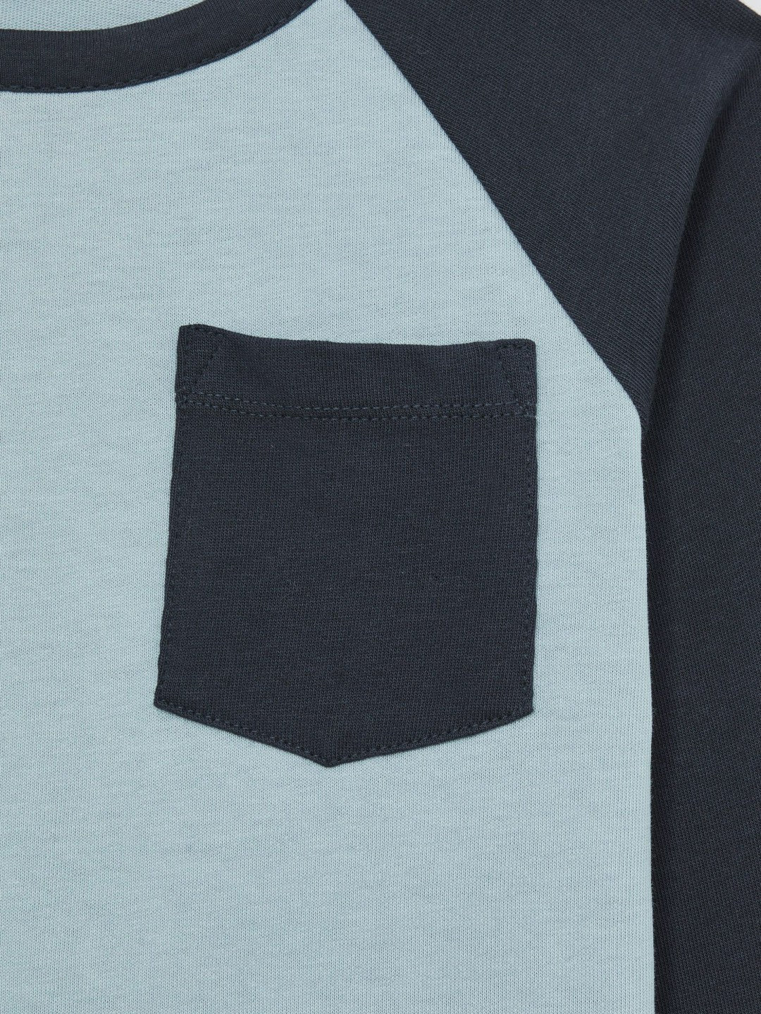 13-14 yrs Cotton Colour-Block Long-Sleeve T-Shirt in Navy Blue